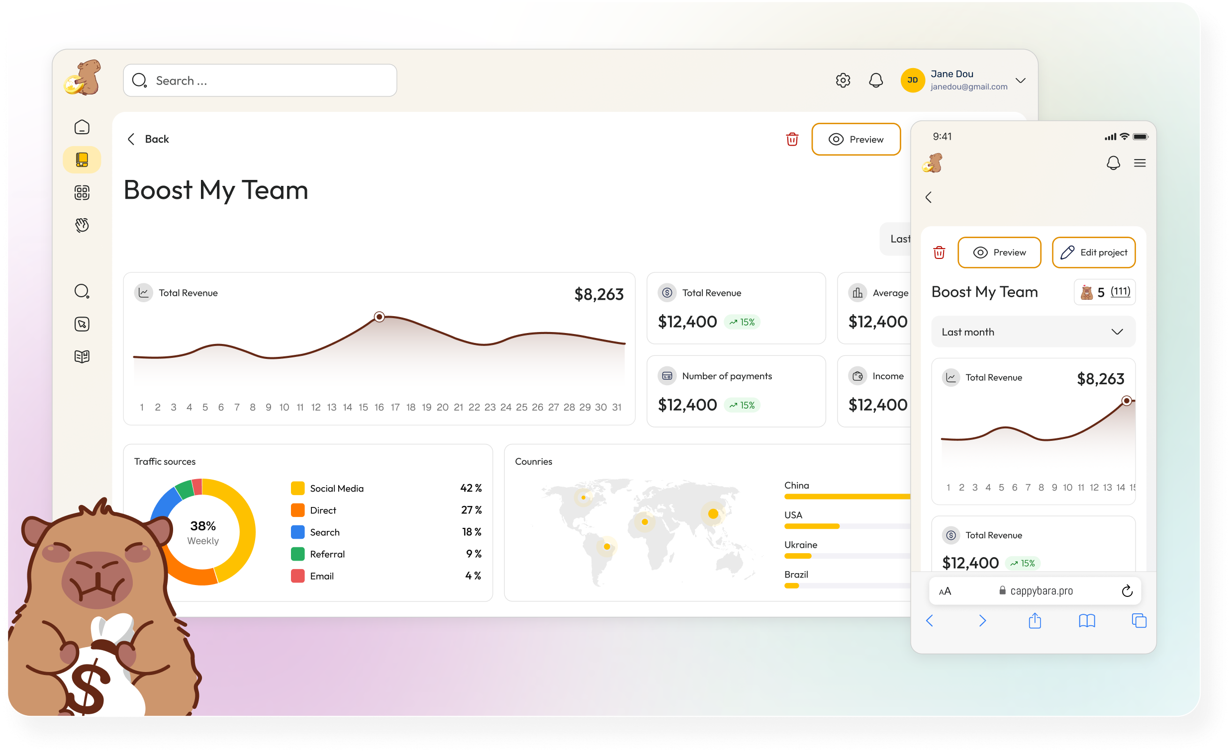 Cappybara - A simple way for Authors, Creators, Organizations, and Services to earn support and income — all in one place.
