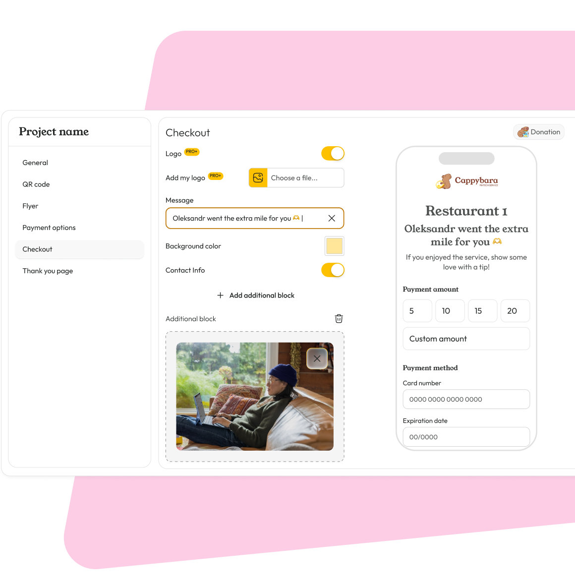 Flexible checkout mockup