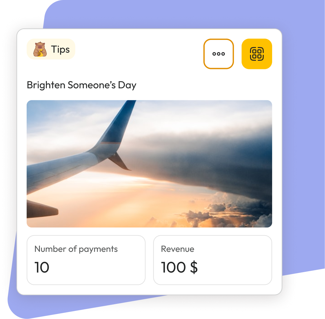 Start receiving tips instantly - Let customers scan and tip you in seconds - no cash, no apps required